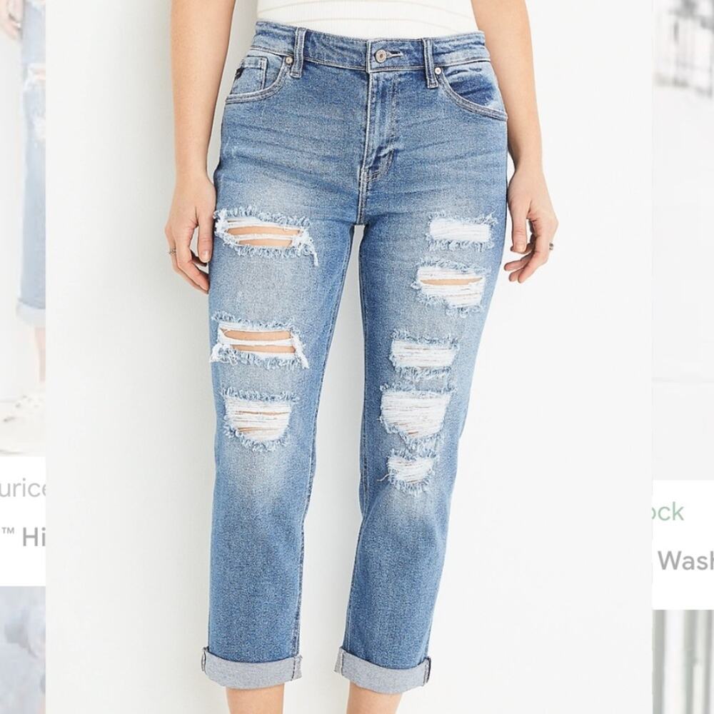 Kancan Destroyed Distressed Frayed Hem Ankle Straight Leg Jeans size 29